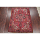 One of a Kind Heriz Geometric Handmade Wool Persian Oriental Area Rug - 9'11" x 7'4"