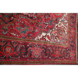 One of a Kind Heriz Geometric Handmade Wool Persian Oriental Area Rug - 9'11" x 7'4"