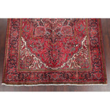 One of a Kind Heriz Geometric Handmade Wool Persian Oriental Area Rug - 9'11" x 7'4"