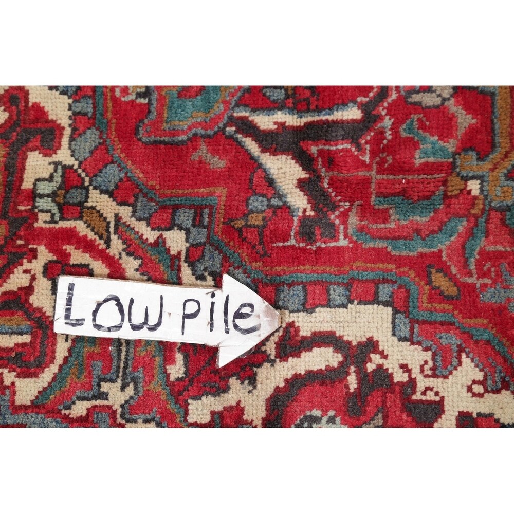 One of a Kind Heriz Geometric Handmade Wool Persian Oriental Area Rug - 9'11" x 7'4"