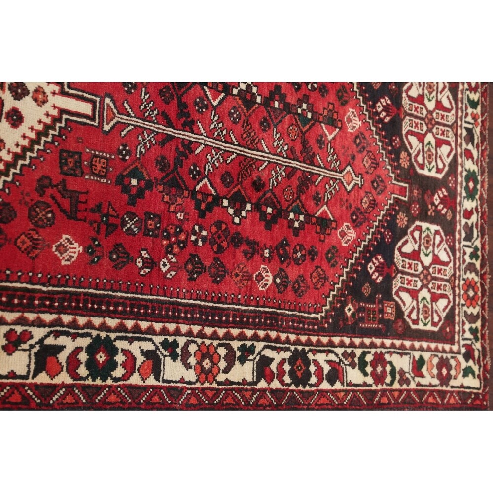 One of a Kind Shiraz Geometric Handmade Wool Persian Oriental Rug - 9'10" x 3'6" Runner