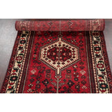 One of a Kind Shiraz Geometric Handmade Wool Persian Oriental Rug - 9'10" x 3'6" Runner