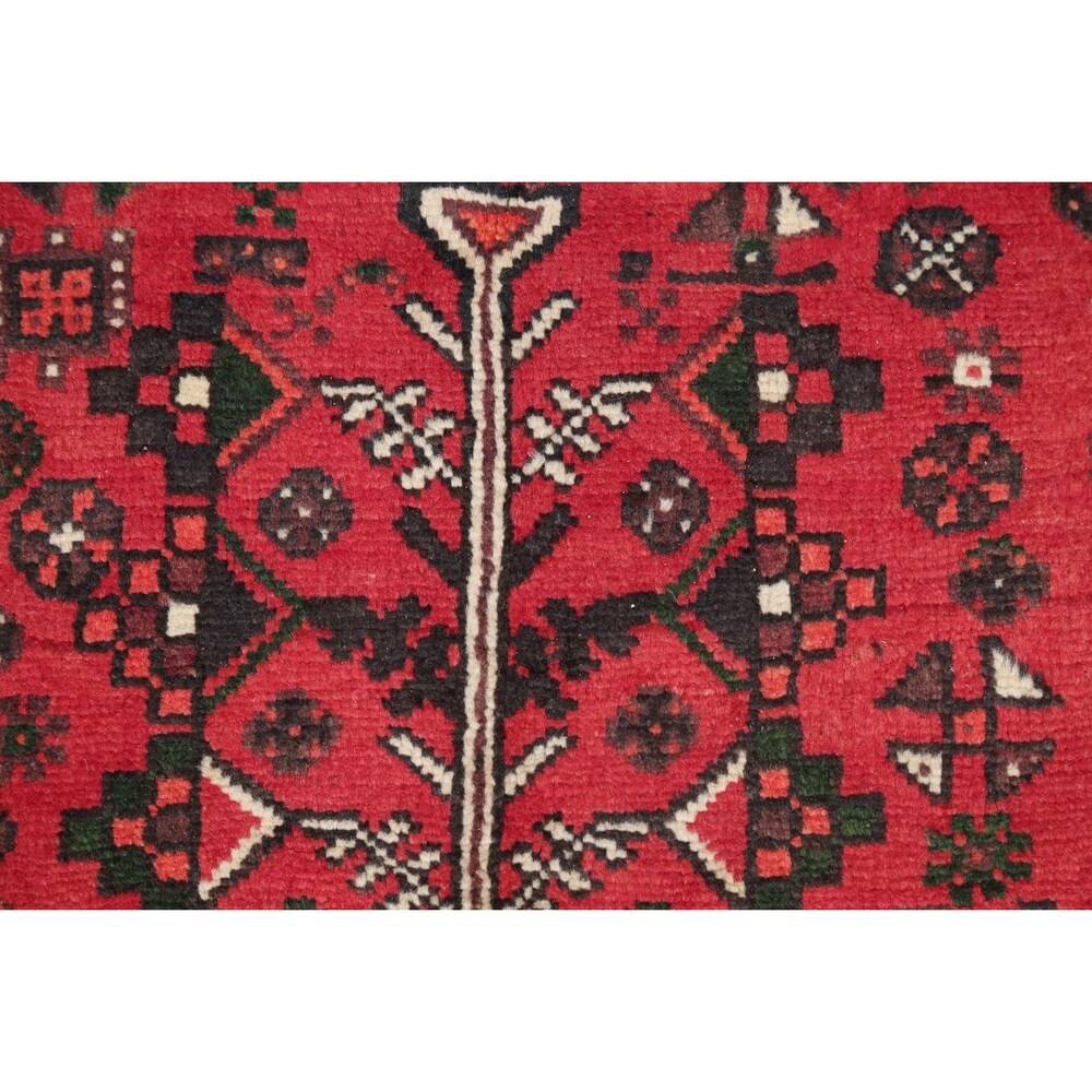 One of a Kind Shiraz Geometric Handmade Wool Persian Oriental Rug - 9'10" x 3'6" Runner