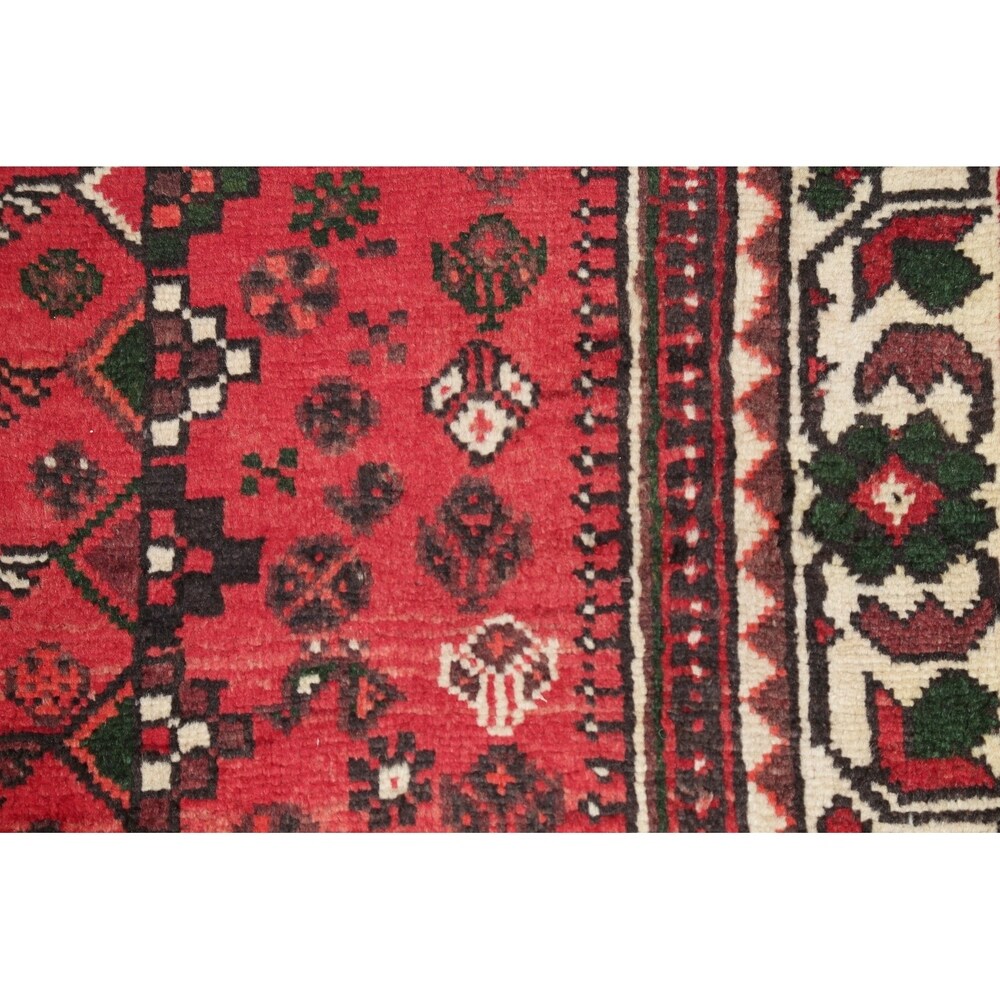 One of a Kind Shiraz Geometric Handmade Wool Persian Oriental Rug - 9'10" x 3'6" Runner