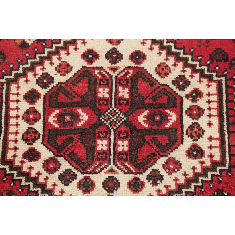 One of a Kind Shiraz Geometric Handmade Wool Persian Oriental Rug - 9'10" x 3'6" Runner