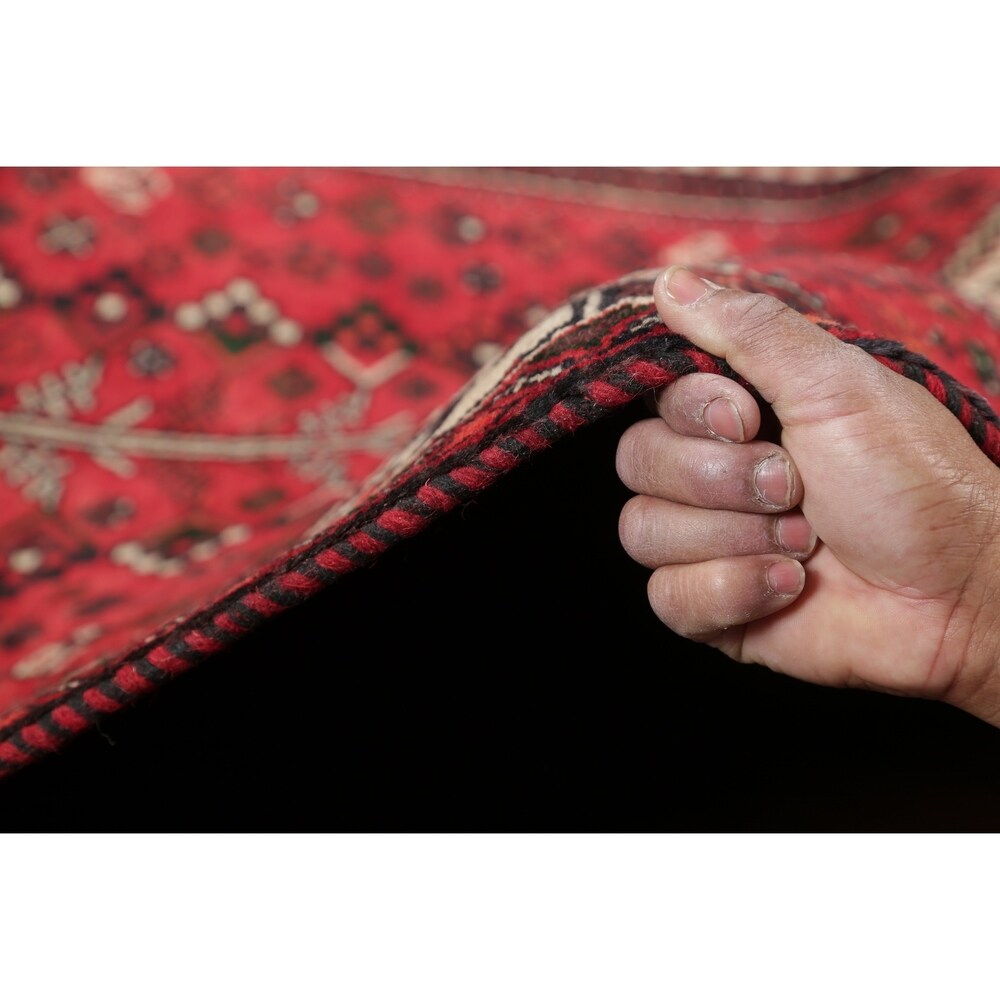 One of a Kind Shiraz Geometric Handmade Wool Persian Oriental Rug - 9'10" x 3'6" Runner