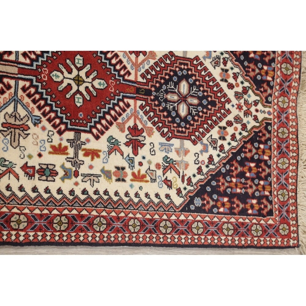 One of a Kind Yalameh Geometric Handmade Wool Persian Oriental Rug - 6'6" x 2'5" Runner