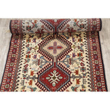 One of a Kind Yalameh Geometric Handmade Wool Persian Oriental Rug - 6'6" x 2'5" Runner