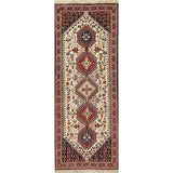 One of a Kind Yalameh Geometric Handmade Wool Persian Oriental Rug - 6'6" x 2'5" Runner