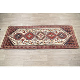 One of a Kind Yalameh Geometric Handmade Wool Persian Oriental Rug - 6'6" x 2'5" Runner
