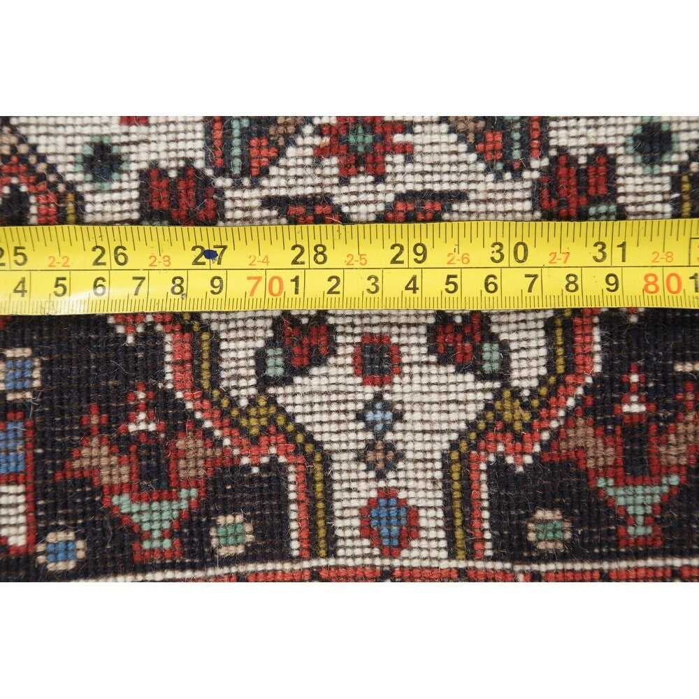 One of a Kind Yalameh Geometric Handmade Wool Persian Oriental Rug - 6'6" x 2'5" Runner