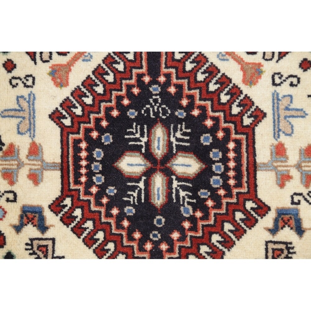 One of a Kind Yalameh Geometric Handmade Wool Persian Oriental Rug - 6'6" x 2'5" Runner
