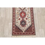 One of a Kind Yalameh Geometric Handmade Wool Persian Oriental Rug - 6'6" x 2'5" Runner