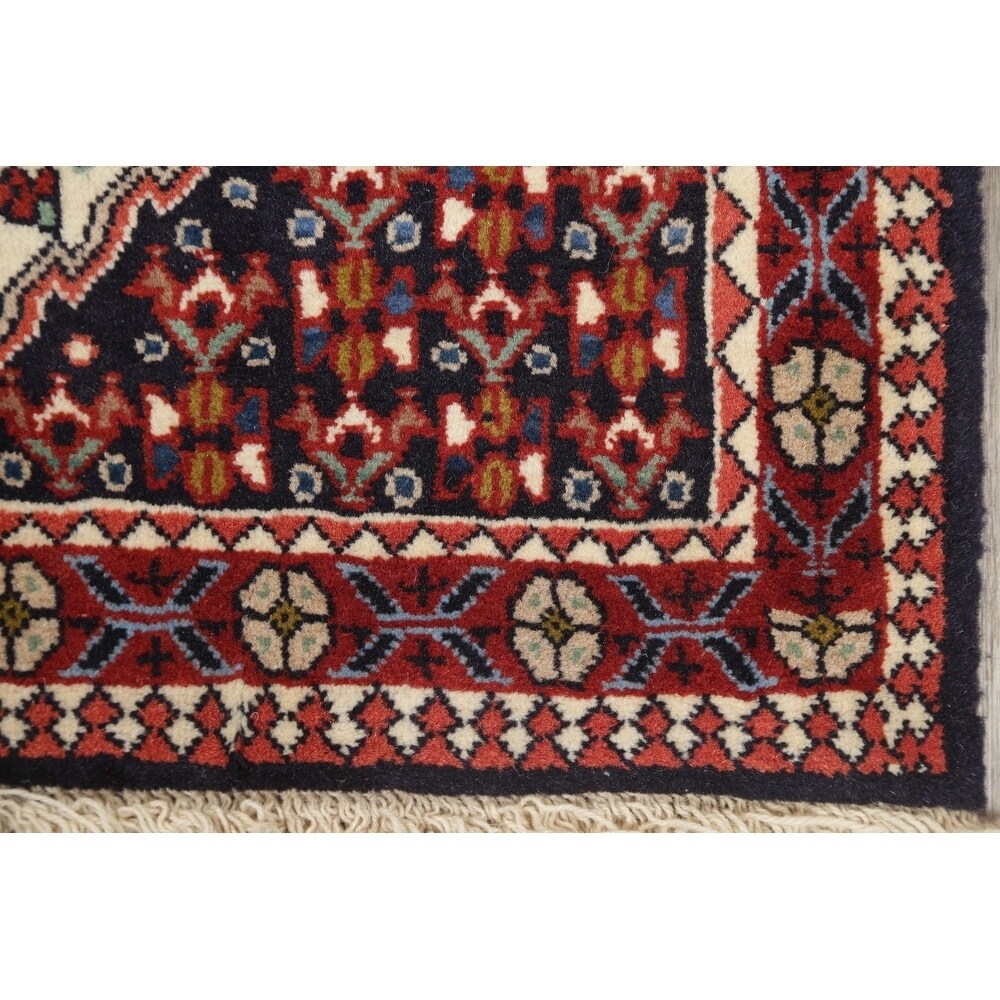 One of a Kind Yalameh Geometric Handmade Wool Persian Oriental Rug - 6'6" x 2'5" Runner