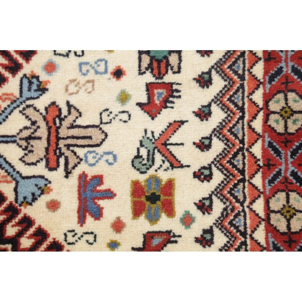 One of a Kind Yalameh Geometric Handmade Wool Persian Oriental Rug - 6'6" x 2'5" Runner