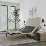 Onetan, Adjustable Bed Base with headboard, Wireless remote,Zero Gravity, Underbed Lighting, Beige