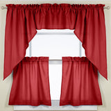 Opaque Wine Ribcord Kitchen Curtain Pieces - Tiers/ Valances/ Swags