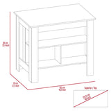 Open Kitchen Island,4 Legs, Three Shelves -White / Walnut