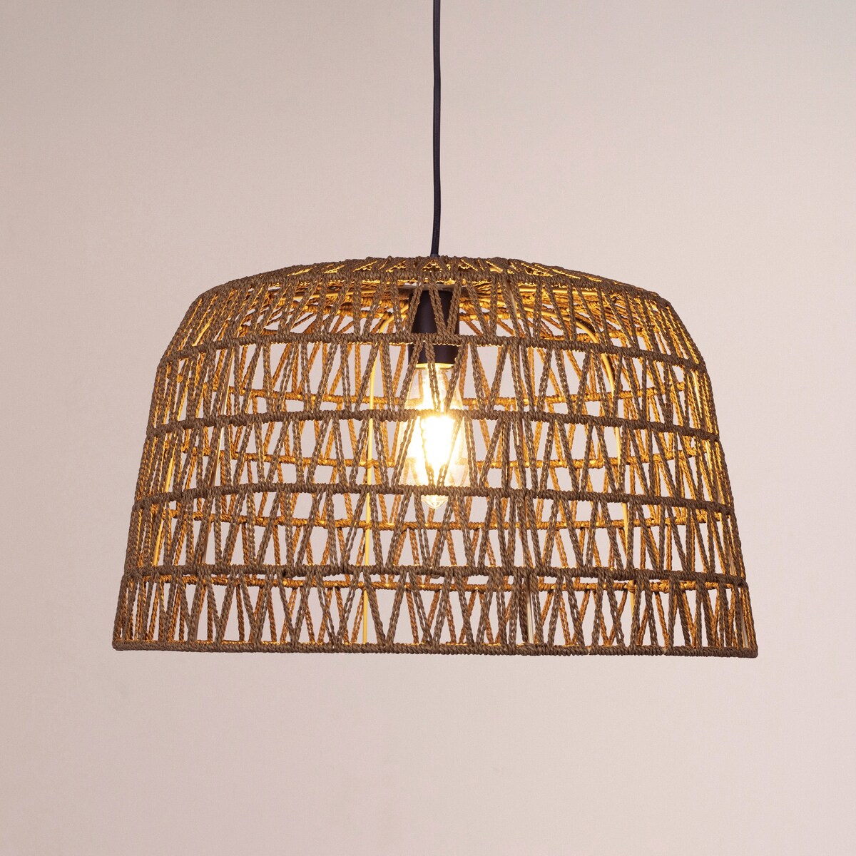 Open Weave Metal and Paper Rope Ceiling Light - 19.6"L x 19.6"W x 11.8"H