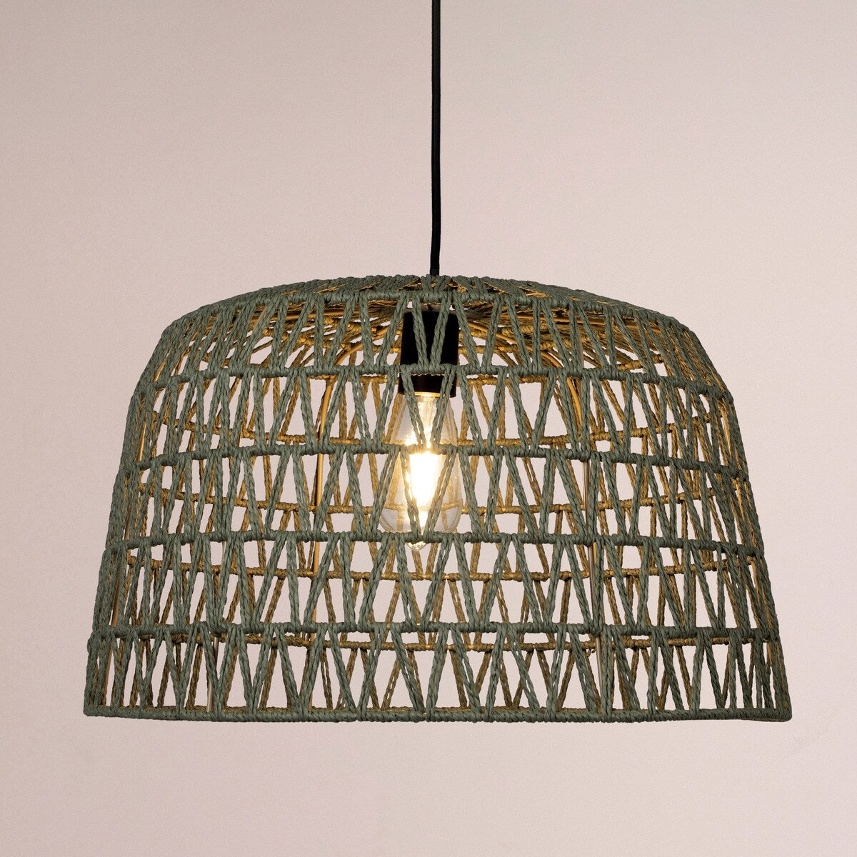 Open Weave Metal and Paper Rope Ceiling Light - 19.6"L x 19.6"W x 11.8"H