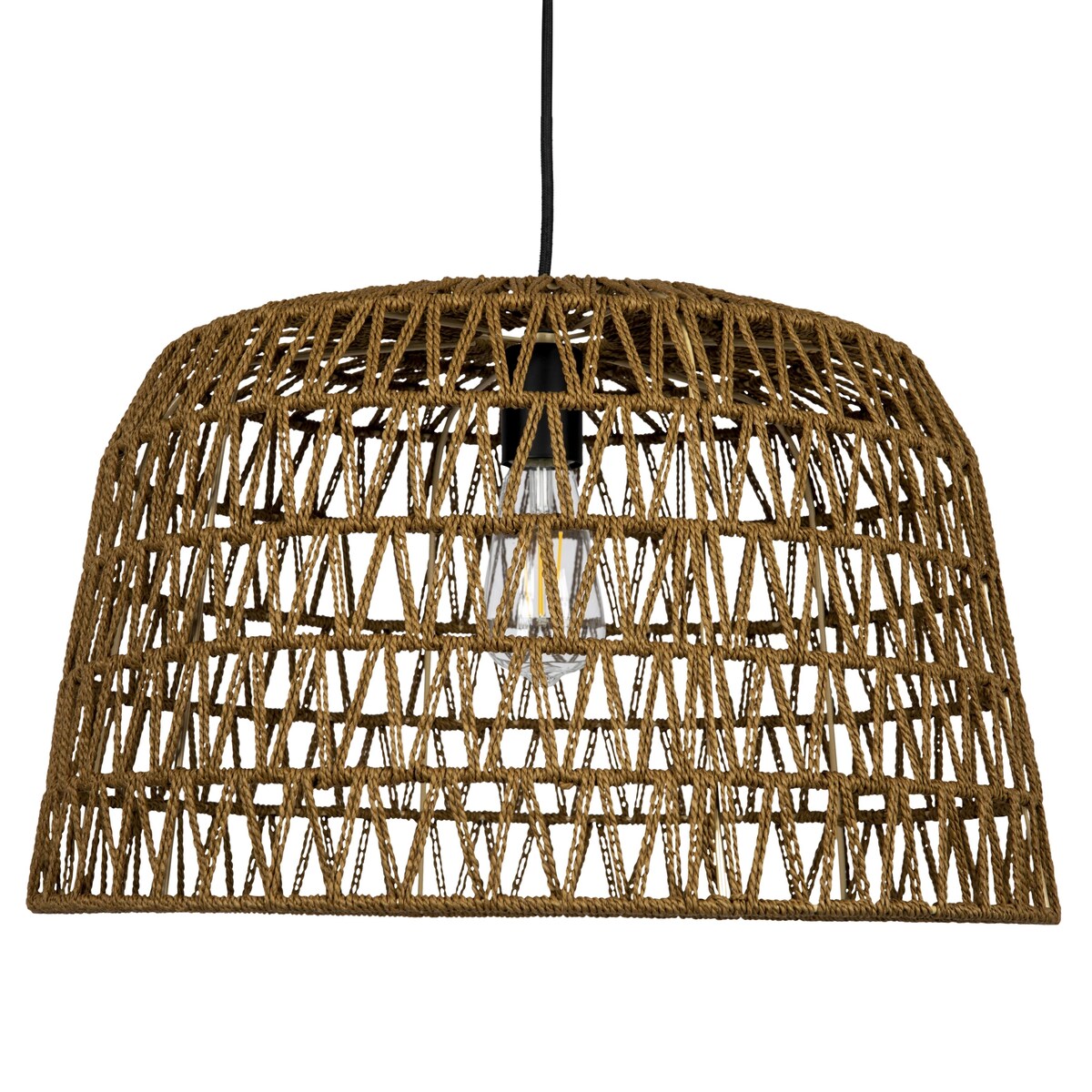 Open Weave Metal and Paper Rope Ceiling Light - 19.6"L x 19.6"W x 11.8"H