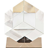 Optical Glass Cube and Gold Sculpture