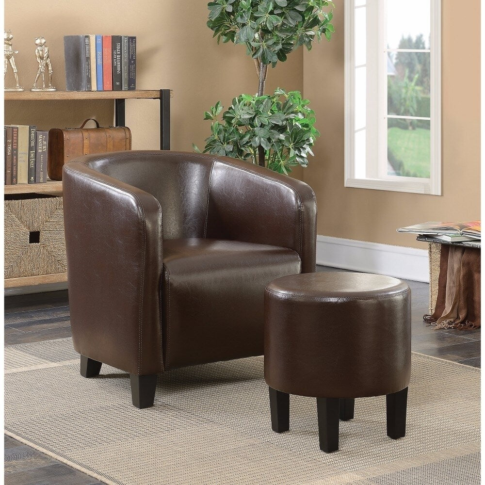 Opulently Charmed Accent Chair With Ottoman, Brown
