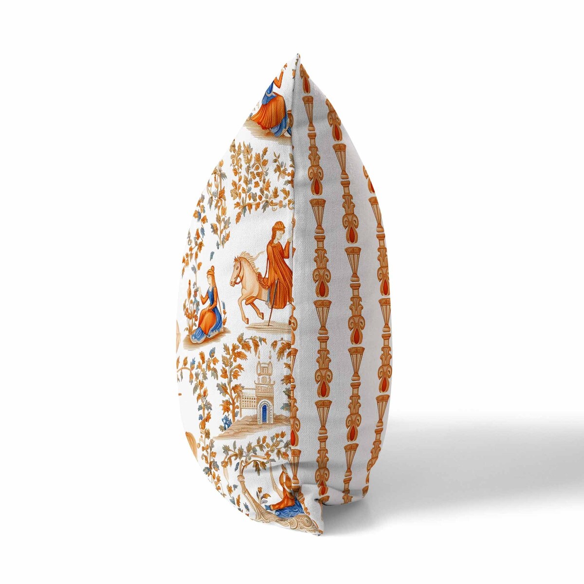 Orange And Blue Celestial Tangle Faux Suede Throw Pillow Zipper