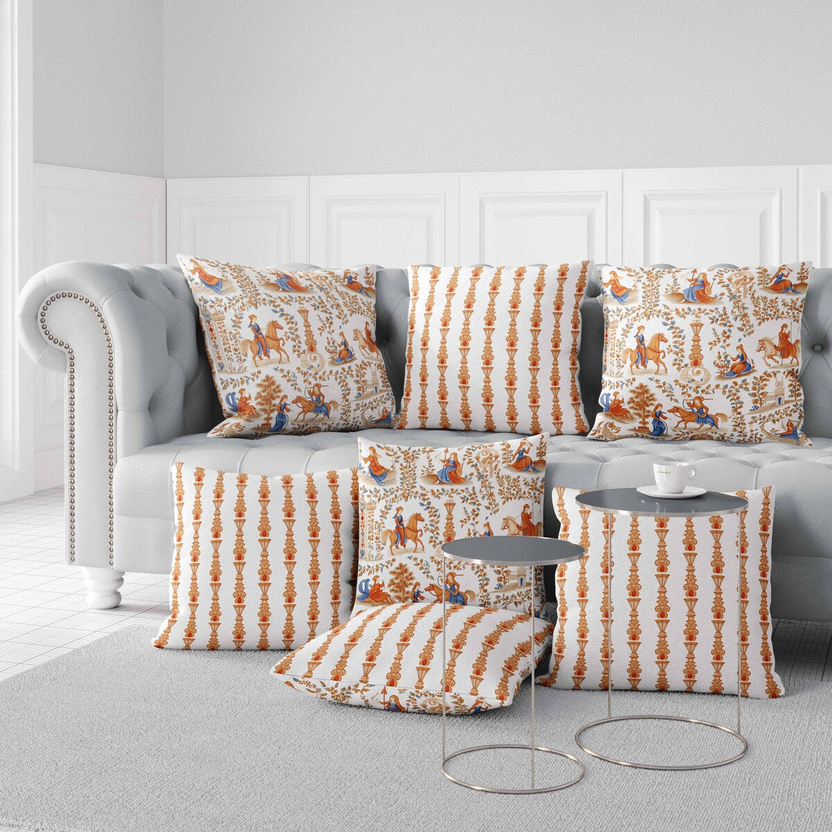 Orange And Blue Celestial Tangle Faux Suede Throw Pillow Zipper