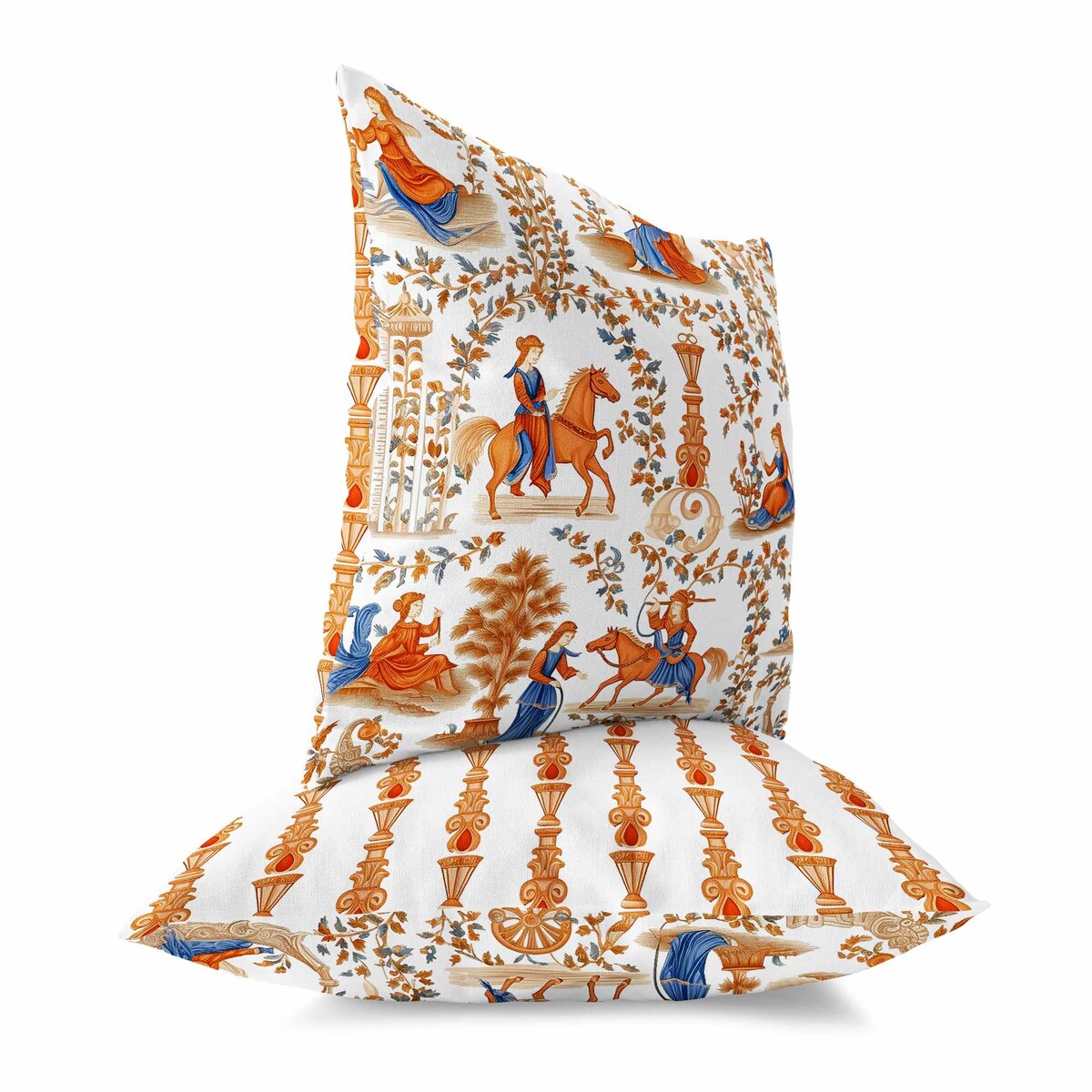 Orange And Blue Celestial Tangle Faux Suede Throw Pillow Zipper