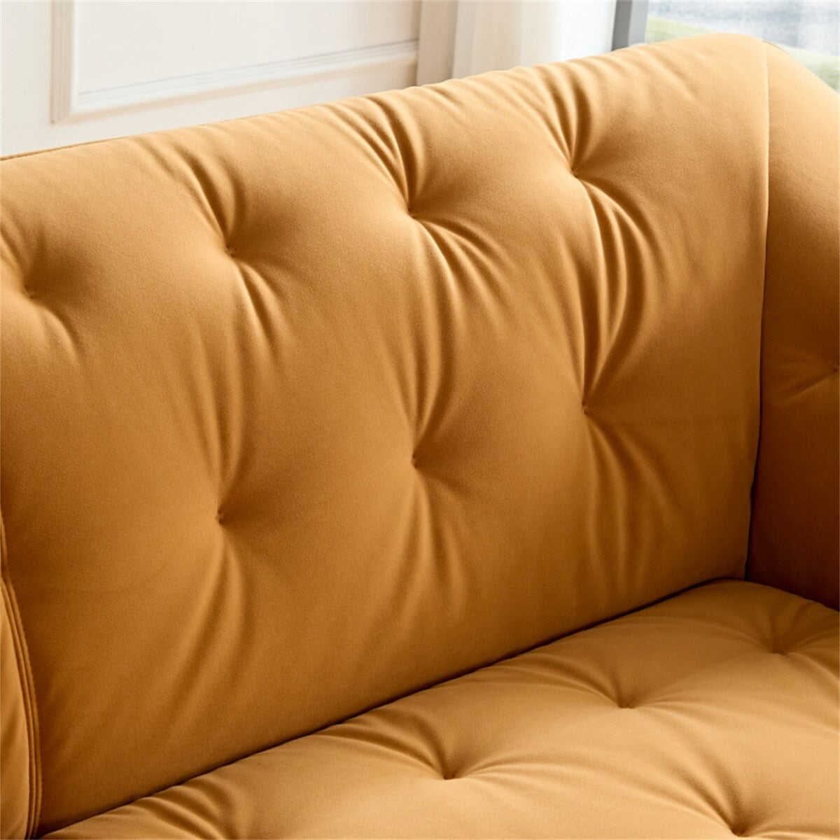 Orange Durable Fabric Sofa with Solid Wood Frame