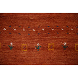 Orange Gabbeh Indian Area Rug Handmade Wool Carpet - 3'11"x 5'11"