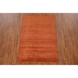 Orange Gabbeh Indian Area Rug Handmade Wool Carpet - 3'11"x 5'11"