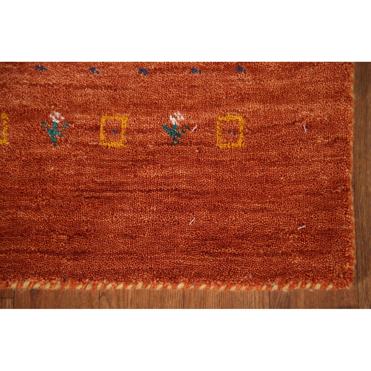 Orange Gabbeh Indian Area Rug Handmade Wool Carpet - 3'11"x 5'11"