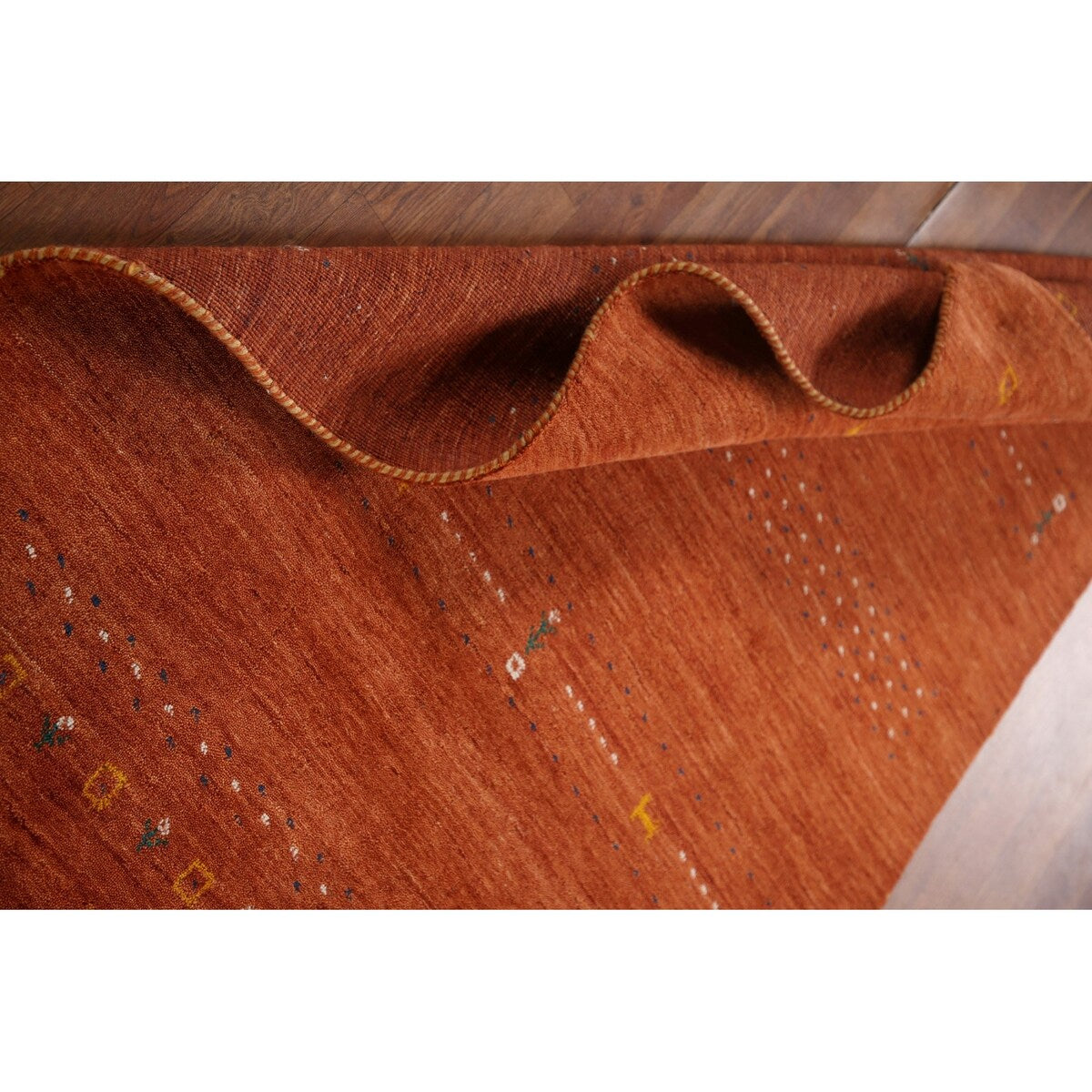 Orange Gabbeh Indian Area Rug Handmade Wool Carpet - 3'11"x 5'11"