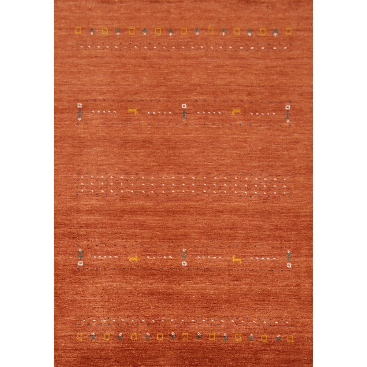 Orange Gabbeh Indian Area Rug Handmade Wool Carpet - 3'11"x 5'11"