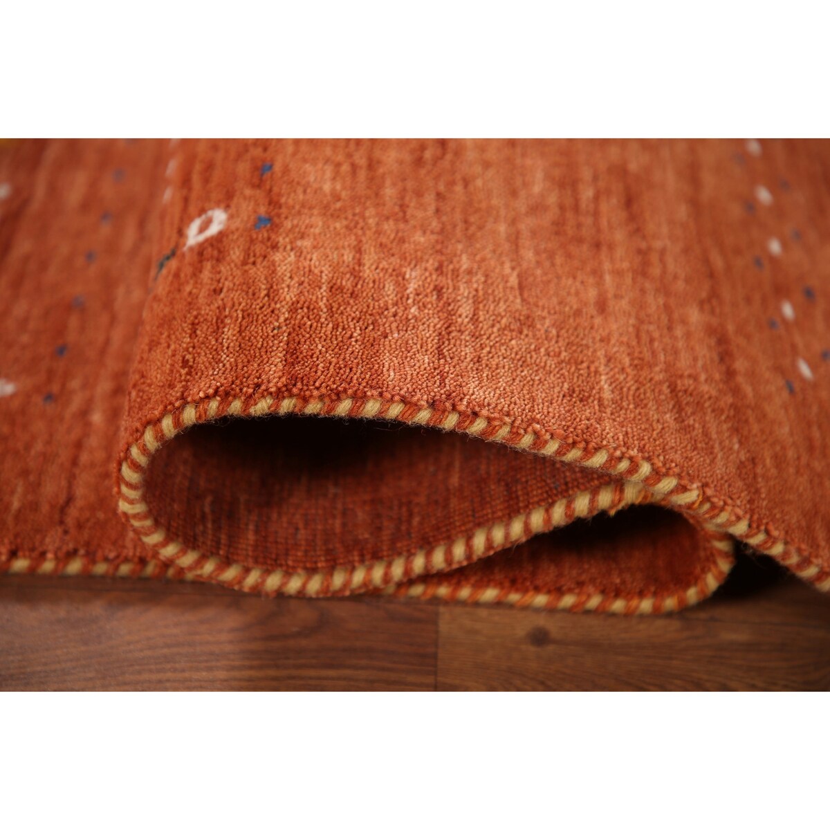 Orange Gabbeh Indian Area Rug Handmade Wool Carpet - 3'11"x 5'11"