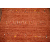 Orange Gabbeh Indian Area Rug Handmade Wool Carpet - 3'11"x 5'11"