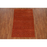 Orange Gabbeh Indian Area Rug Handmade Wool Carpet - 3'11"x 5'11"