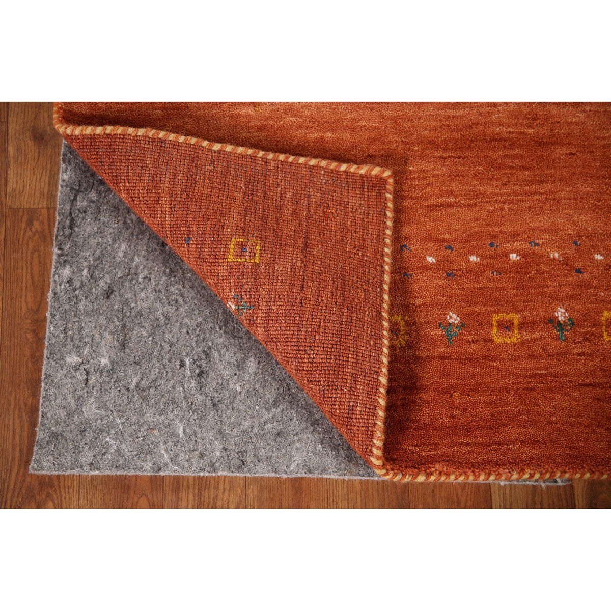 Orange Gabbeh Indian Area Rug Handmade Wool Carpet - 3'11"x 5'11"
