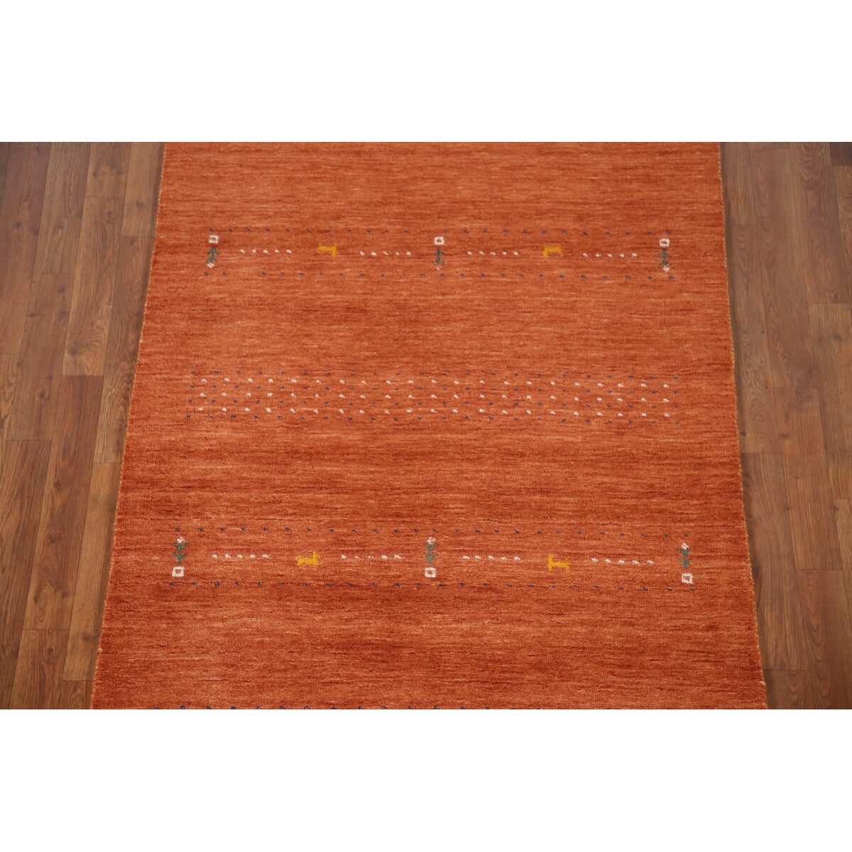 Orange Gabbeh Indian Area Rug Handmade Wool Carpet - 3'11"x 5'11"