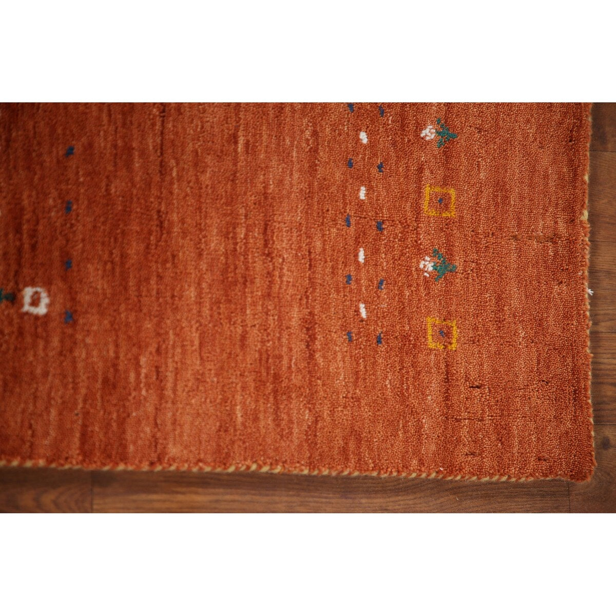 Orange Gabbeh Indian Area Rug Handmade Wool Carpet - 3'11"x 5'11"