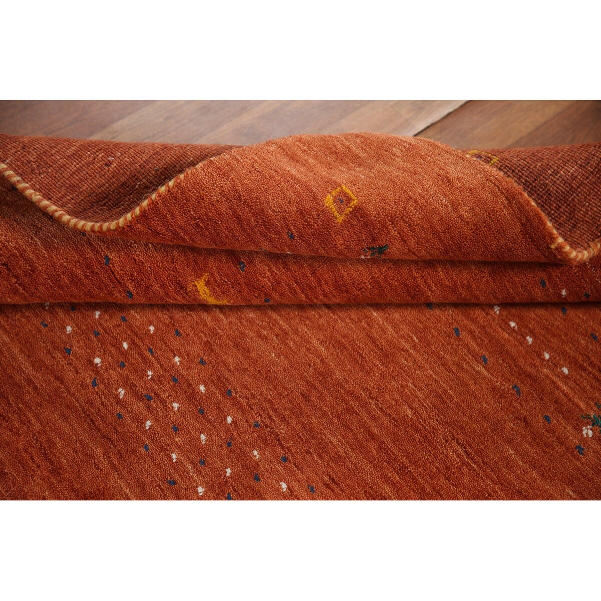 Orange Gabbeh Indian Area Rug Handmade Wool Carpet - 3'11"x 5'11"