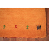 Orange Gabbeh Indian Foyer Rug Handmade Wool Carpet - 2'0" x 3'0"