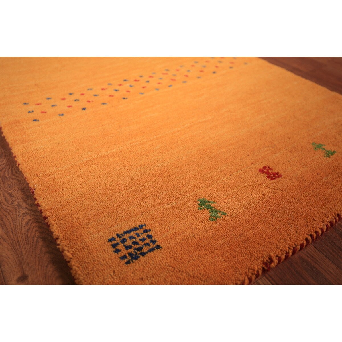 Orange Gabbeh Indian Foyer Rug Handmade Wool Carpet - 2'0" x 3'0"