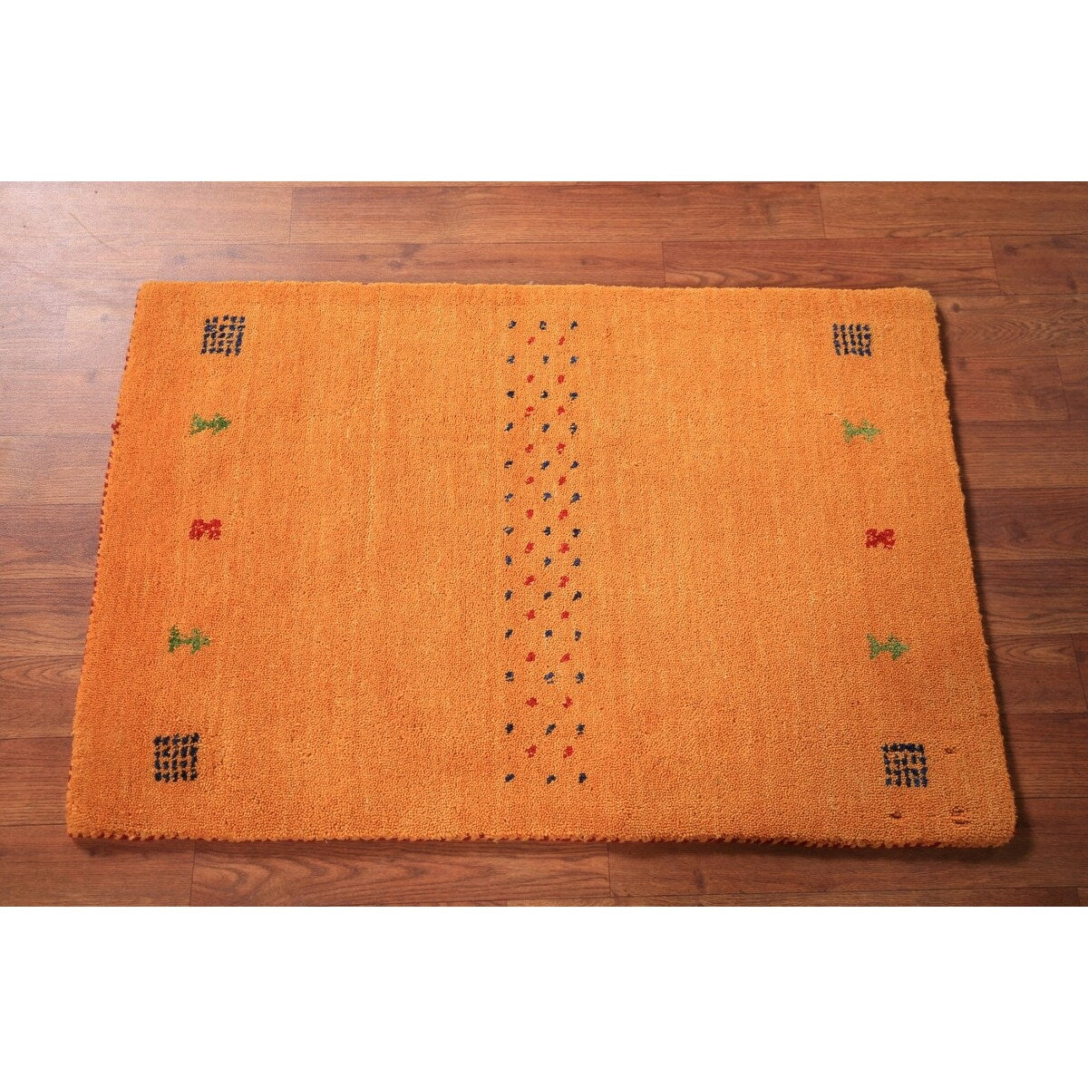 Orange Gabbeh Indian Foyer Rug Handmade Wool Carpet - 2'0" x 3'0"