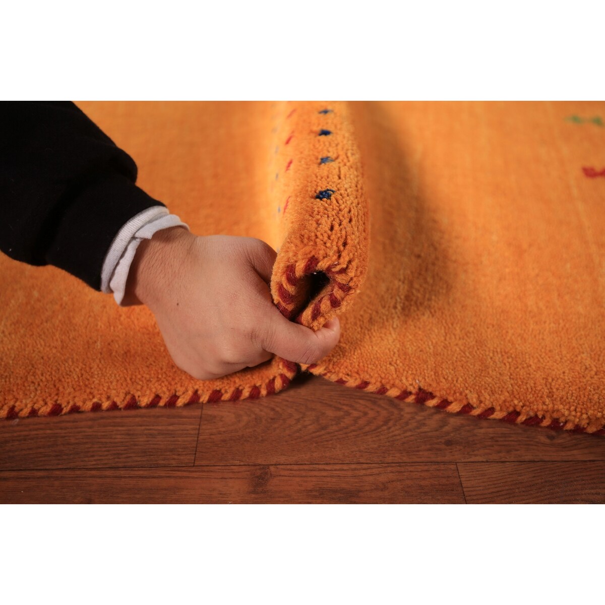Orange Gabbeh Indian Foyer Rug Handmade Wool Carpet - 2'0" x 3'0"