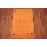 Orange Gabbeh Indian Foyer Rug Handmade Wool Carpet - 2'0" x 3'0"