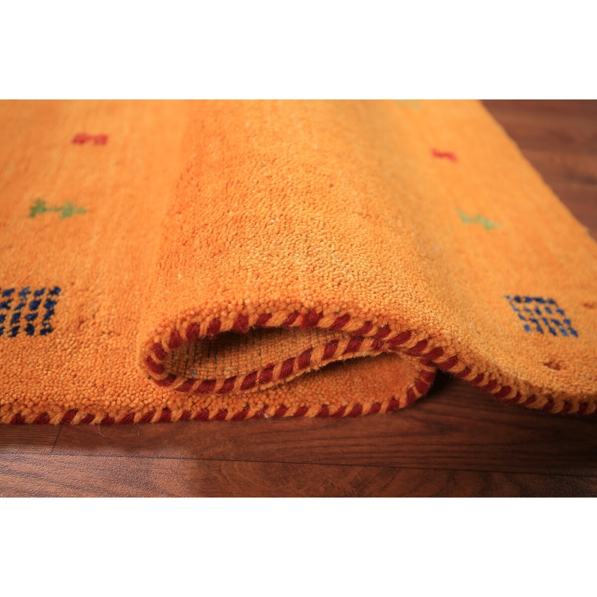 Orange Gabbeh Indian Foyer Rug Handmade Wool Carpet - 2'0" x 3'0"