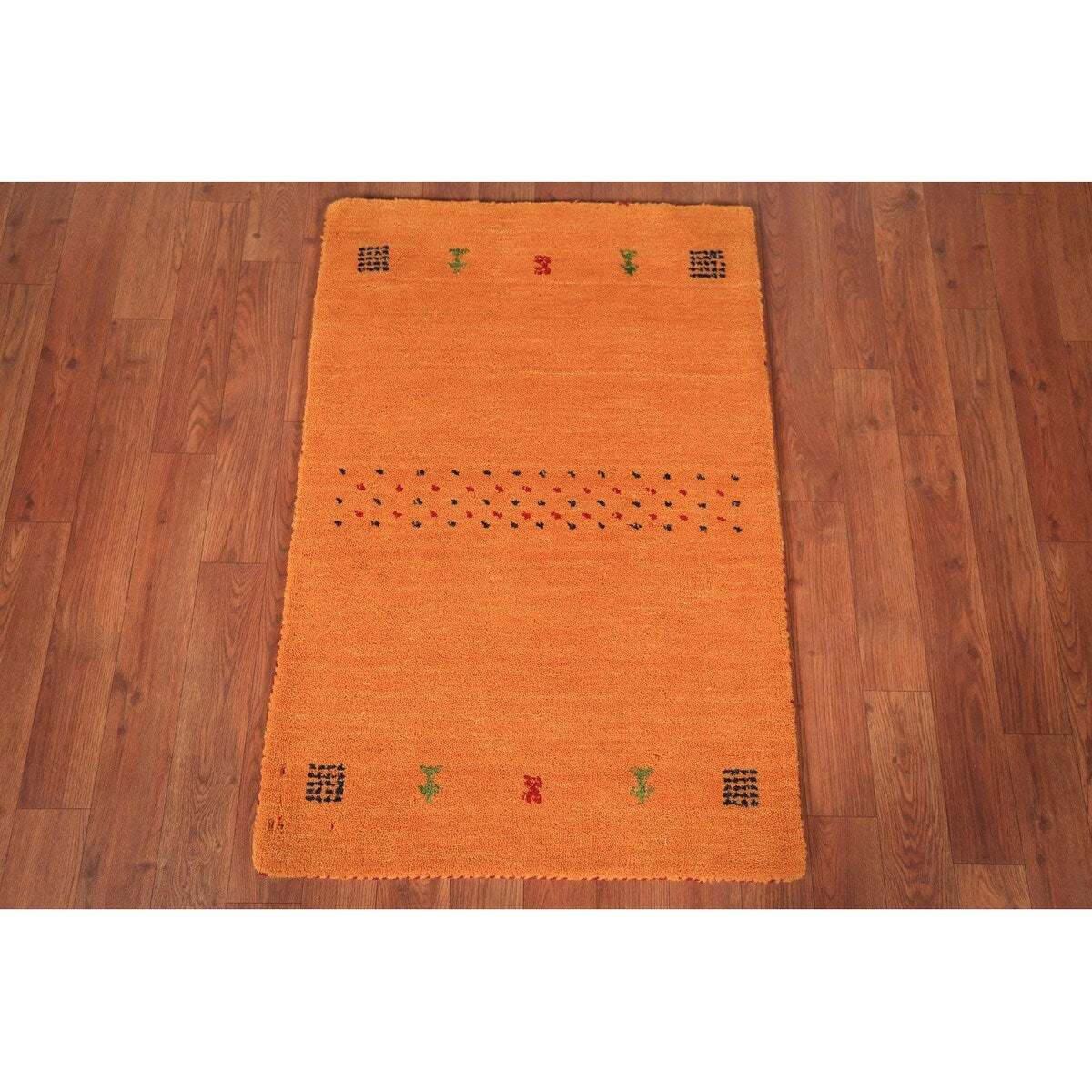 Orange Gabbeh Indian Foyer Rug Handmade Wool Carpet - 2'0" x 3'0"